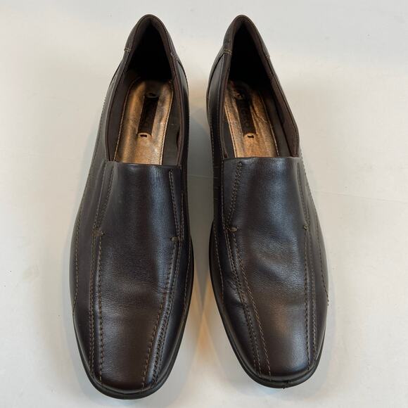 Ecco Slip On Casual Comfort Shoes Dark Brown Leather Cushioned Size 39/ US 8 - Picture 2 of 8